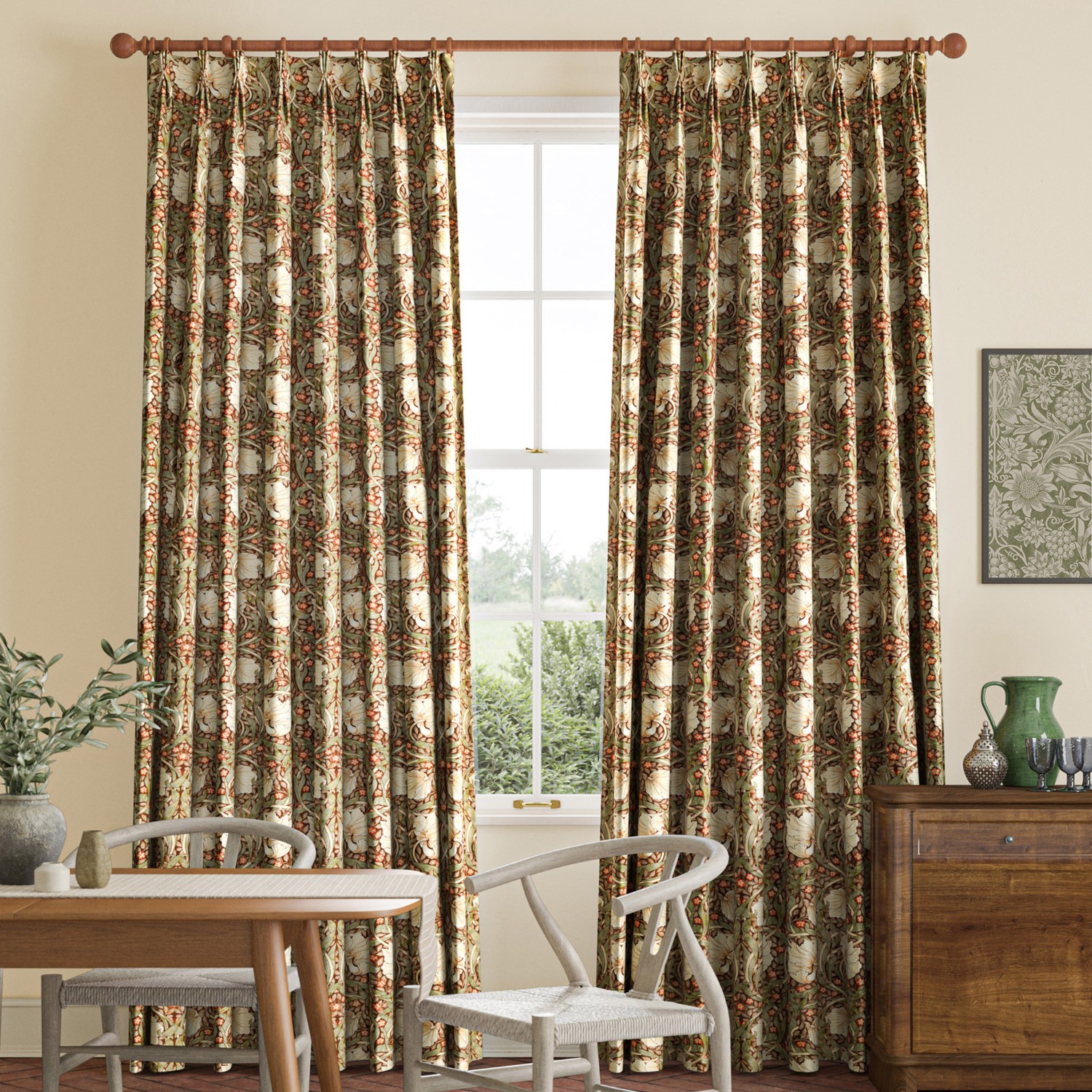 William Morris Pimpernel Velvet Brick Curtain