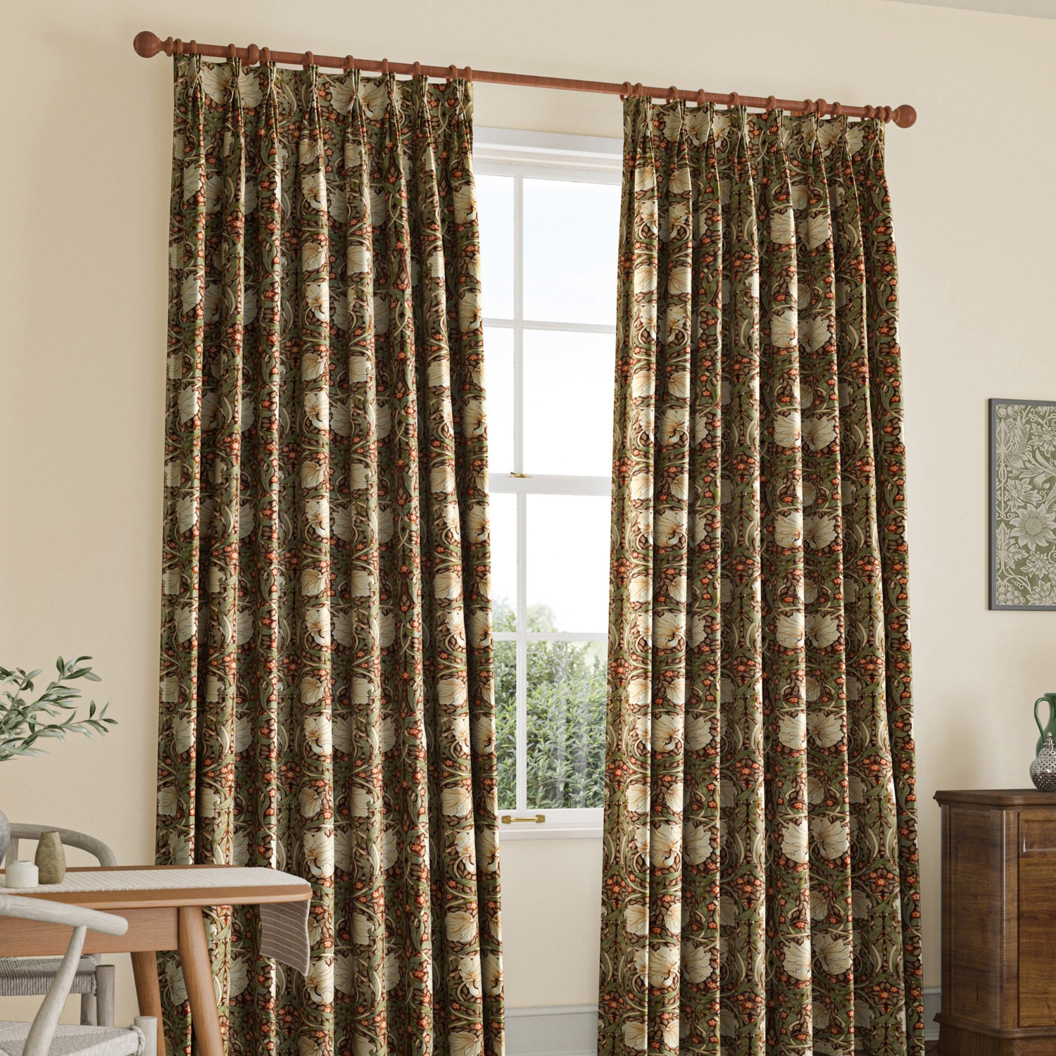 William Morris Pimpernel Velvet Brick Curtain