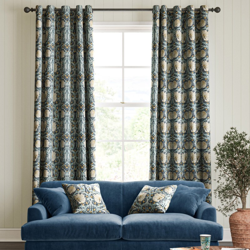 William Morris Pimpernel Velvet Indigo Curtain