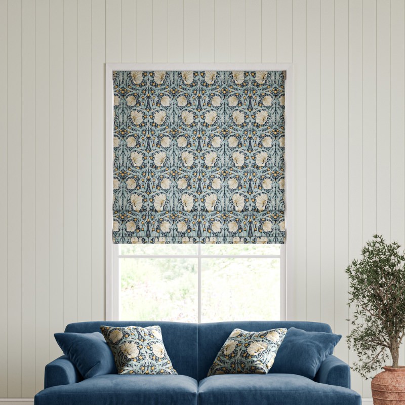 William Morris Pimpernel Velvet Indigo Roman Blind