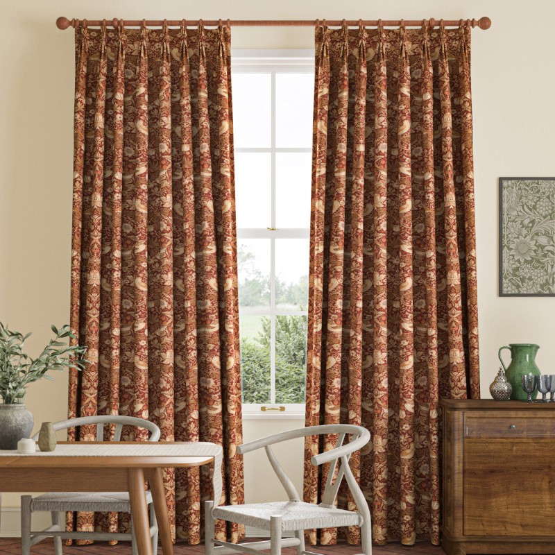 William Morris Strawberry Thief Madder Curtain
