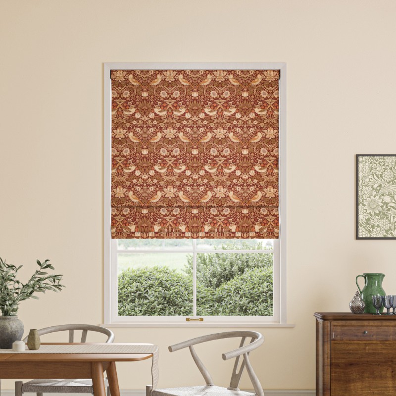 William Morris Strawberry Thief Madder Roman Blind