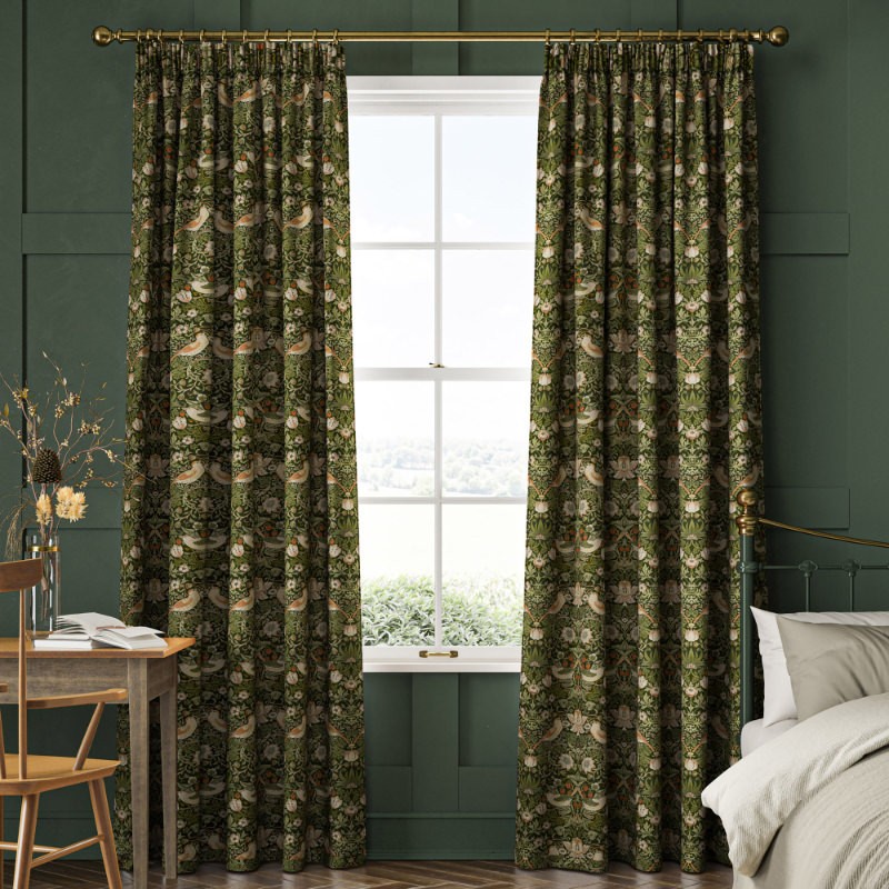 William Morris Strawberry Thief Nettle Curtain