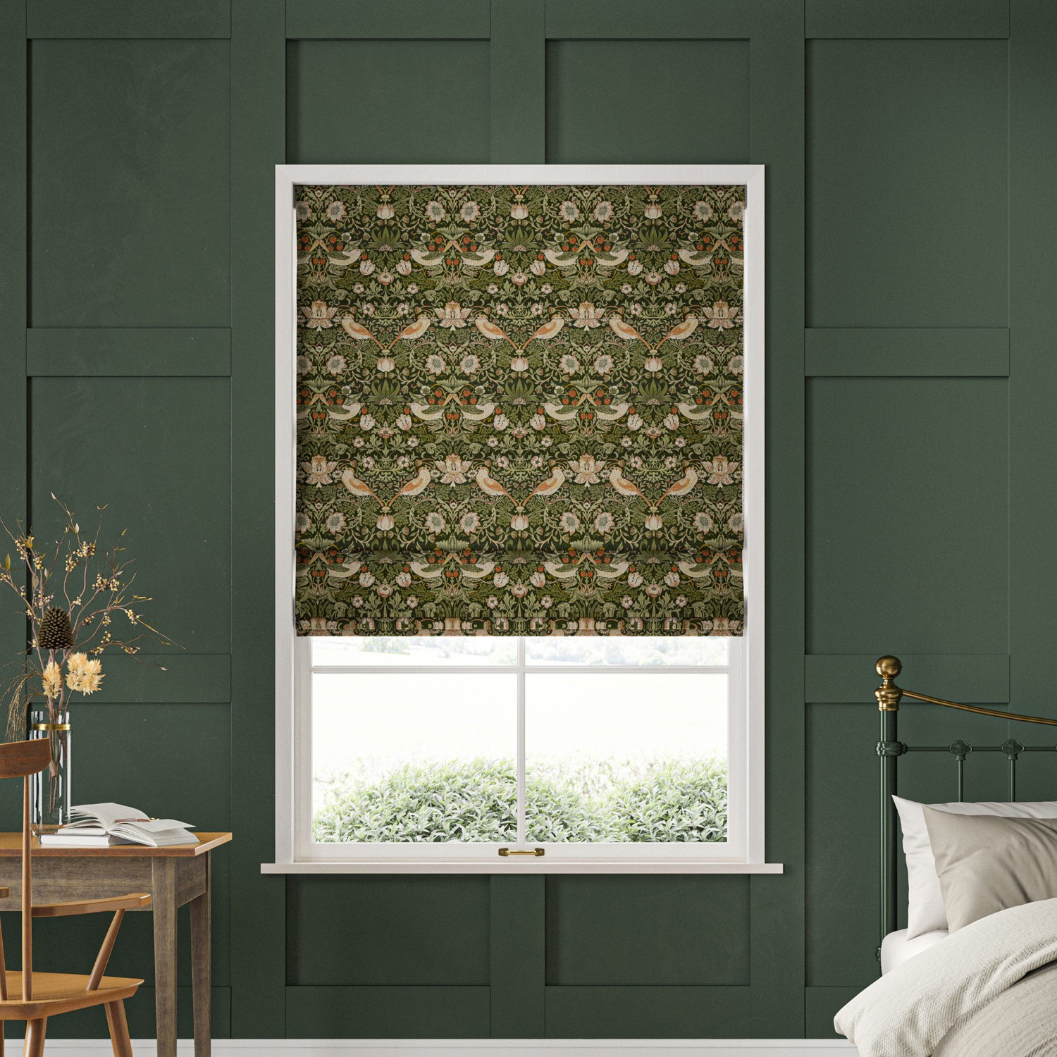 William Morris Strawberry Thief Nettle Roman Blind