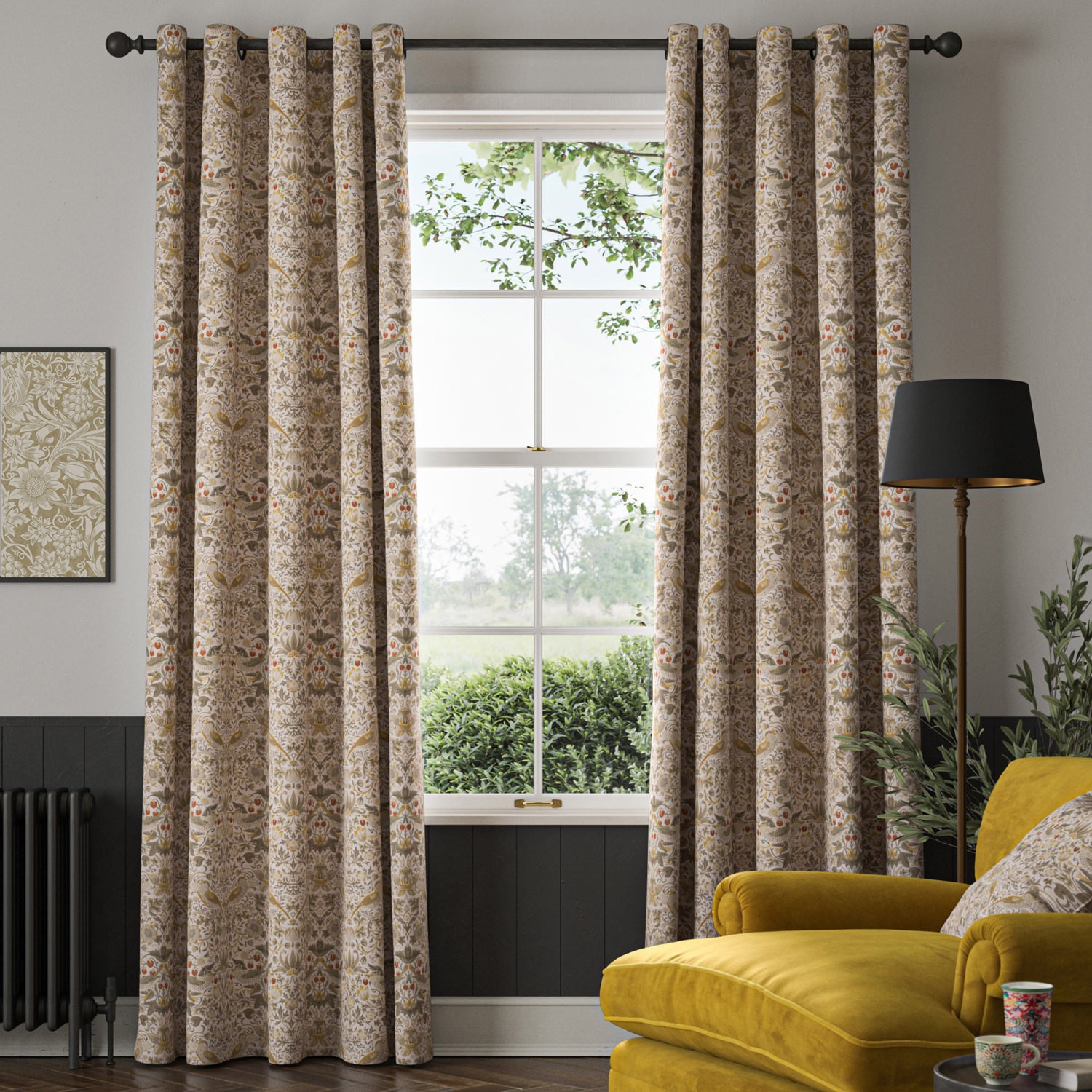 William Morris Strawberry Thief Ochre Curtains