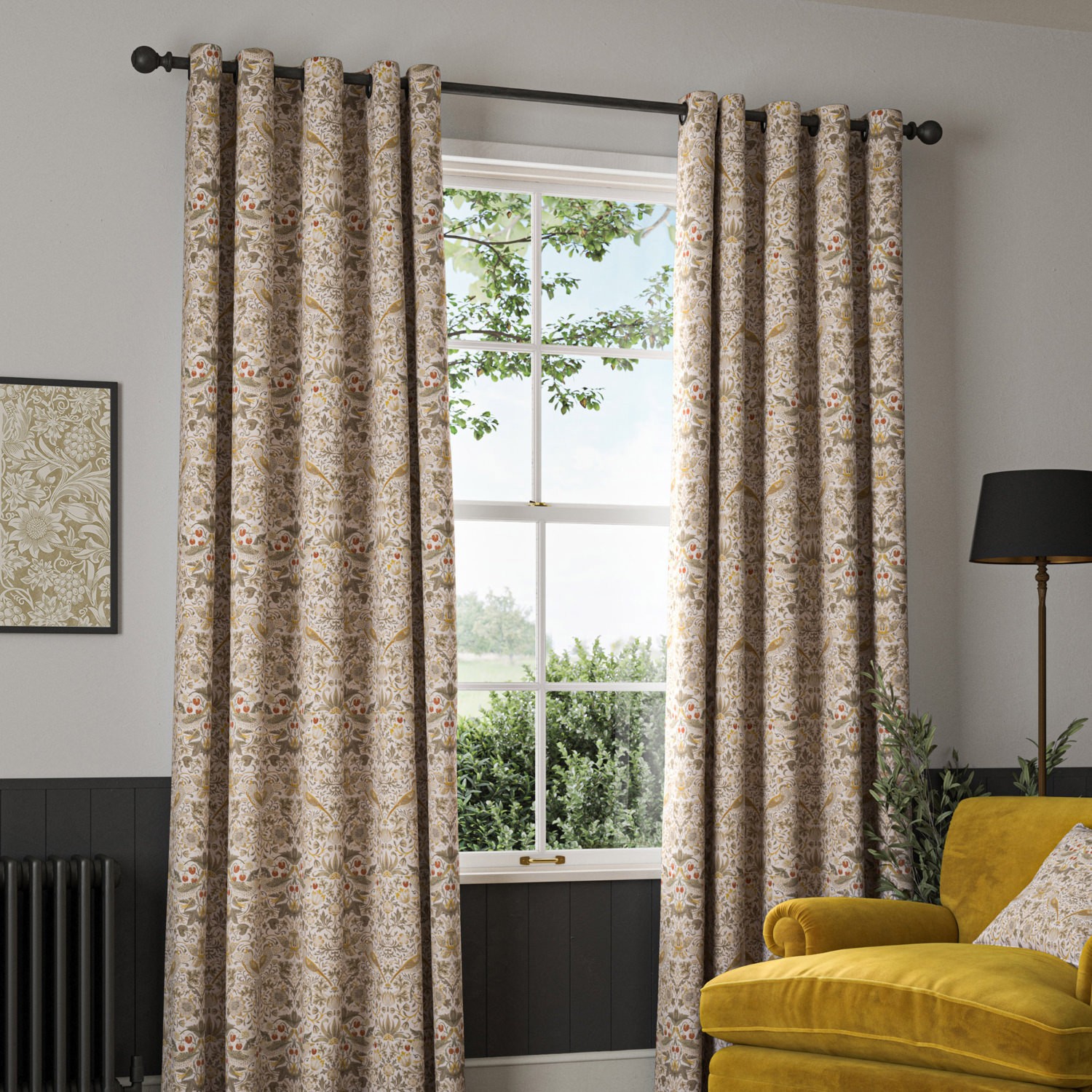 William Morris Strawberry Thief Ochre Curtain