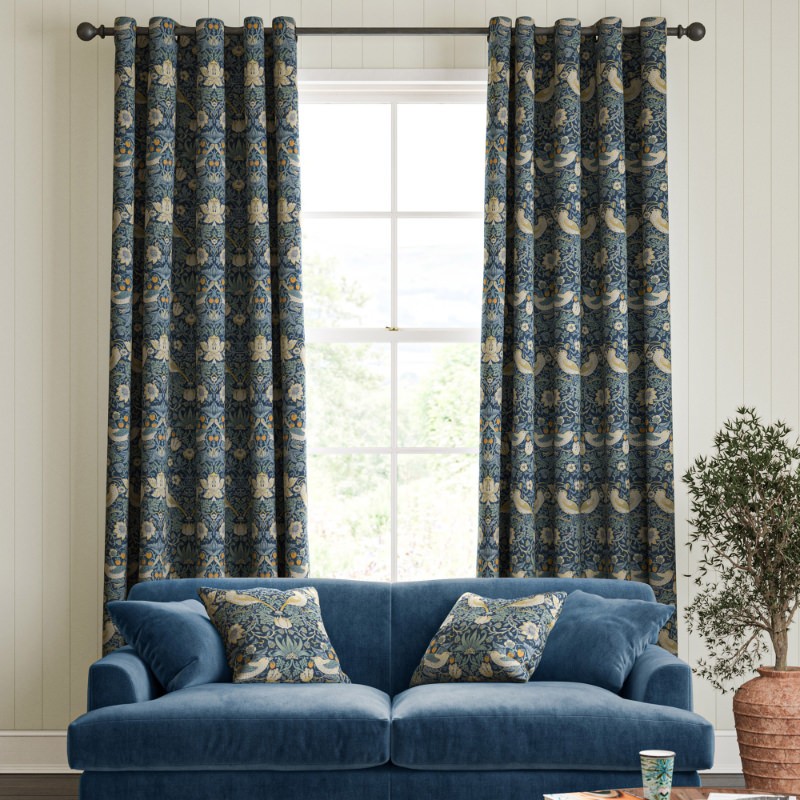 William Morris Strawberry Thief Woad Curtain