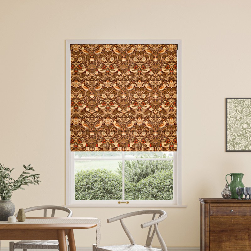 William Morris Strawberry Thief Velvet Acorn Roman Blind