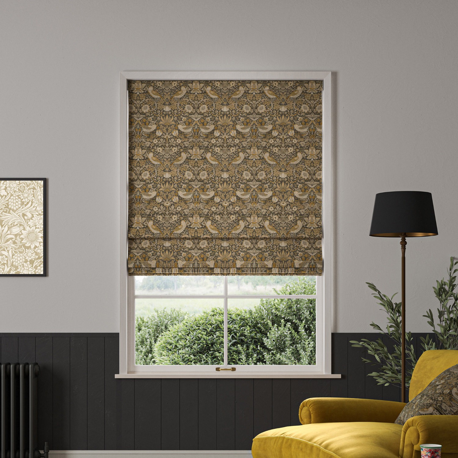 William Morris Strawberry Thief Velvet Flint Roman Blind