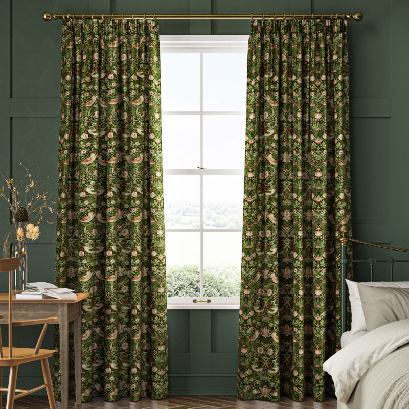 William Morris Strawberry Thief Velvet Nettle Curtain