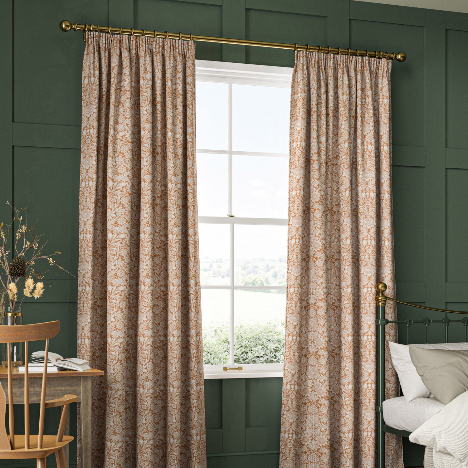 William Morris Sunflower Madder Curtain