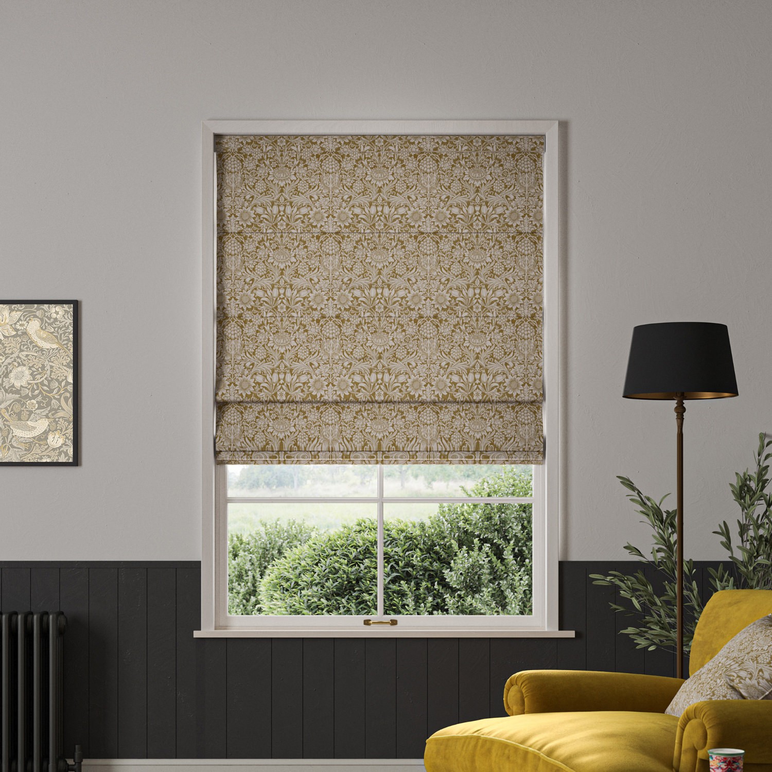 William Morris Sunflower Ochre Roman Blind