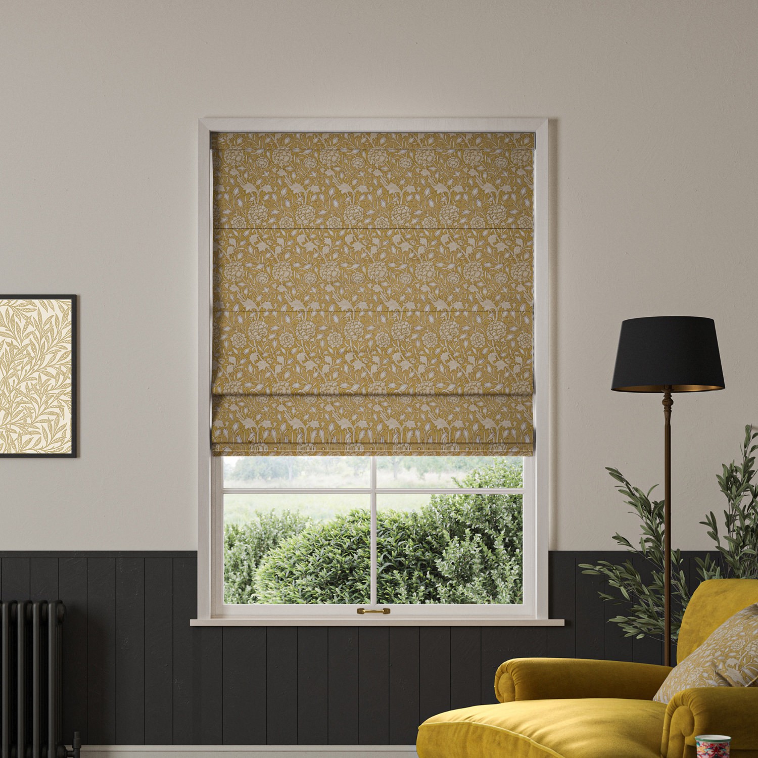 William Morris Wild Tulip Ochre Roman Blind