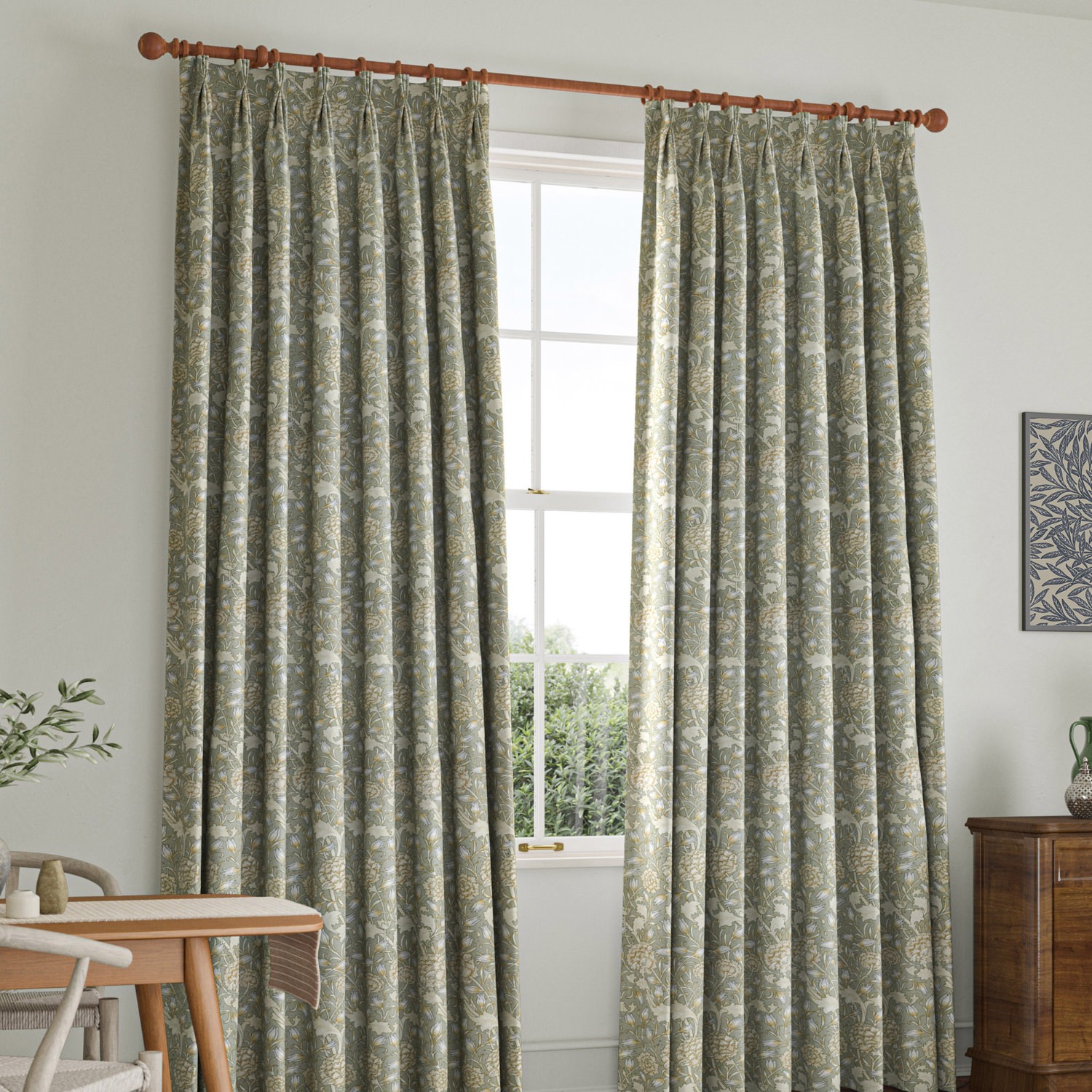 William Morris Wild Tulip Sage Curtain
