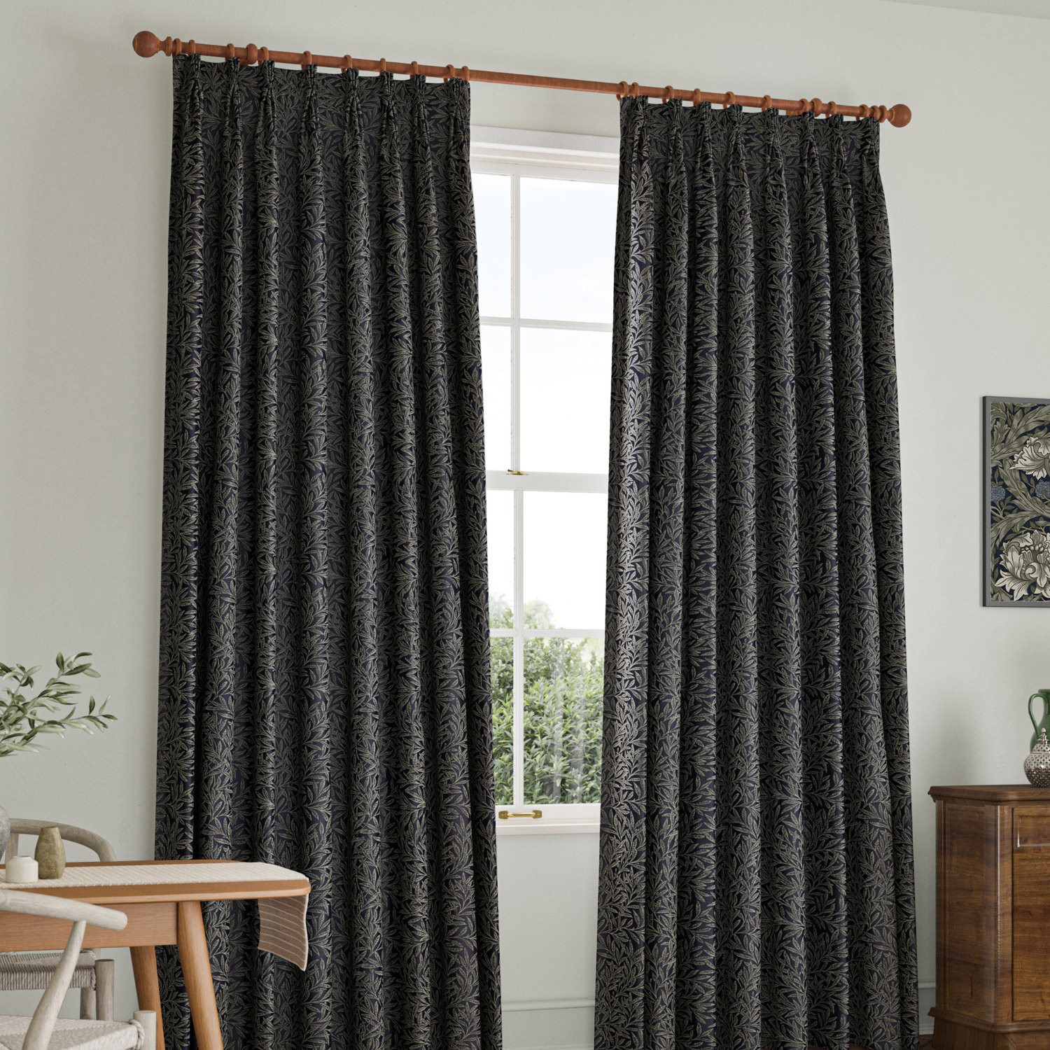 William Morris Willow Woven Indigo Curtain