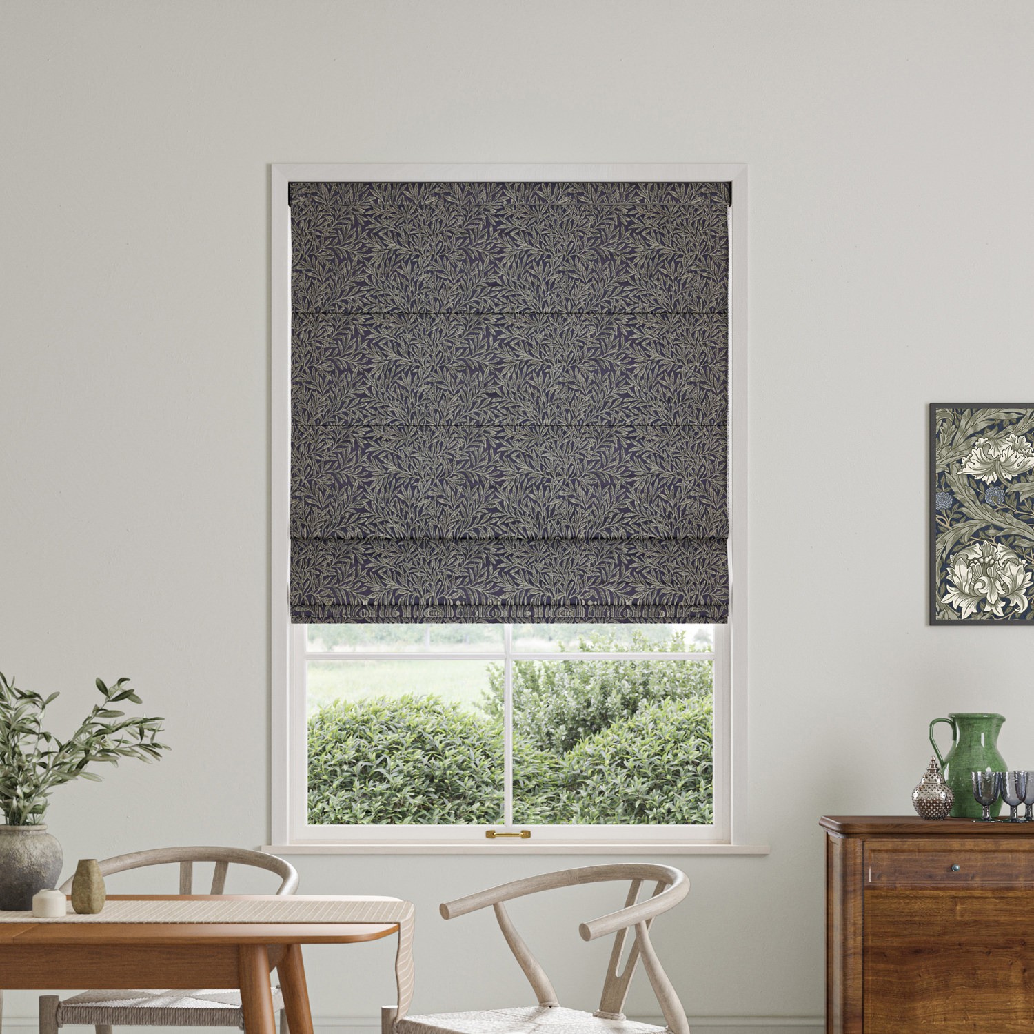 William Morris Willow Woven Indigo Roman Blind