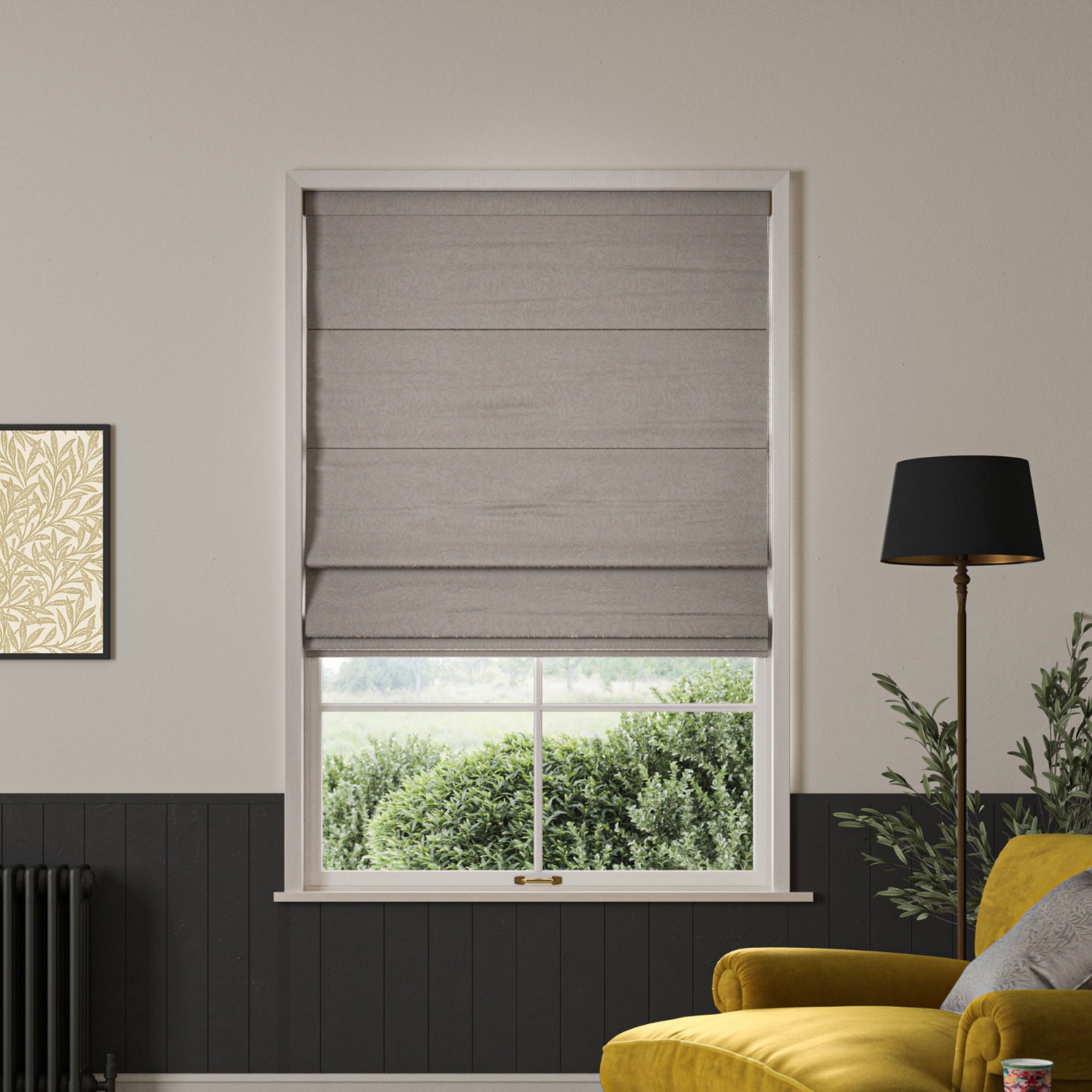 William Morris Willow Woven Iron Roman Blind
