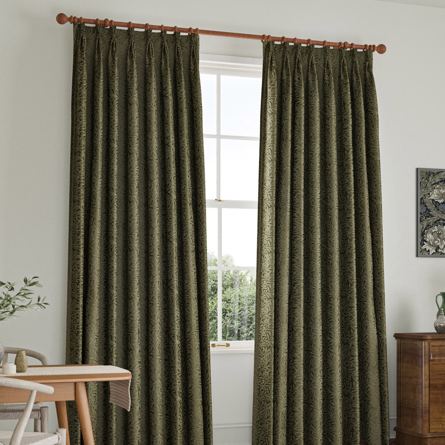 William Morris Willow Woven Sage Curtain