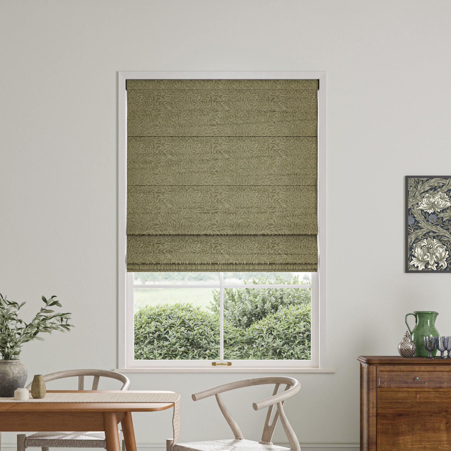 William Morris Willow Woven Sage Roman Blind